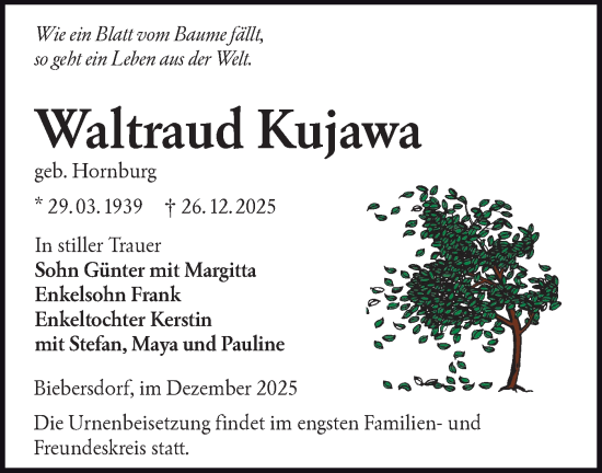 Traueranzeige von Waltraud Kujawa von Ausg. LR Spreewald RS