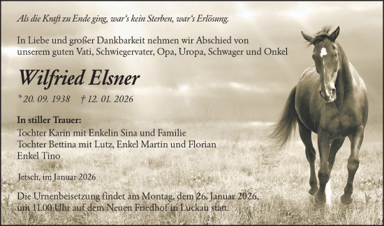 Traueranzeige von Wilfried Elsner von Ausg. LR Spreewald RS