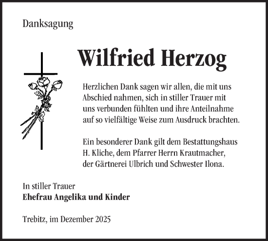 Traueranzeige von Wilfried Herzog von Ausg. LR Spreewald RS