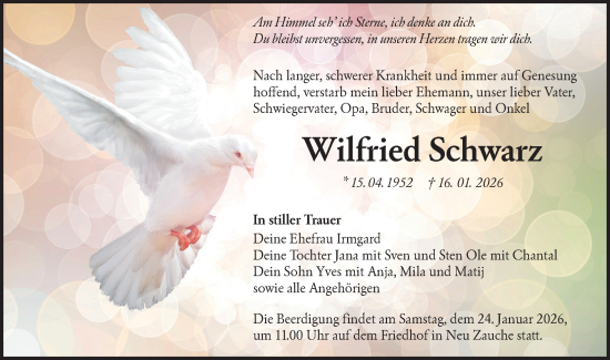 Traueranzeige von Wilfried Schwarz von Ausg. LR Spreewald RS