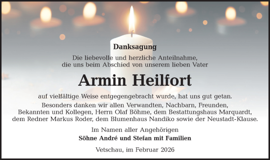 Traueranzeige von Armin Heilfort von Ausg. LR Spreewald RS