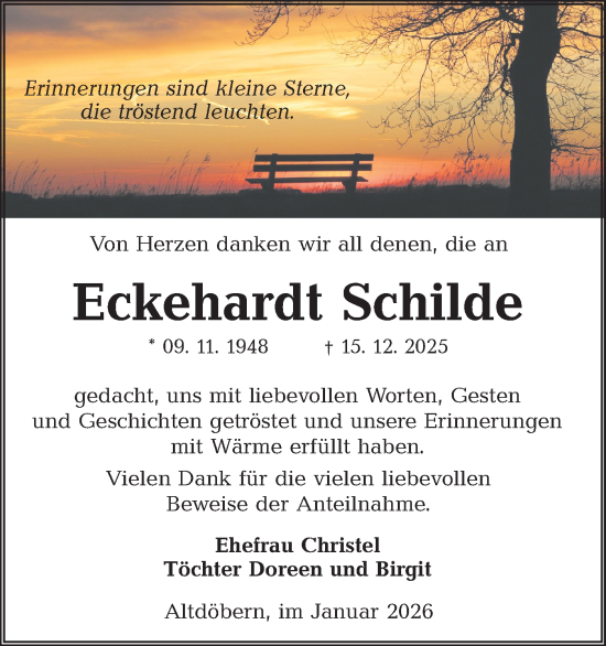 Traueranzeige von Eckehardt Schilde von Ausg. LR Spreewald RS