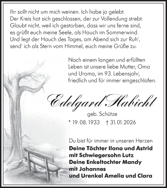 Traueranzeige von Edelgard Habicht von Ausg. LR Spreewald RS