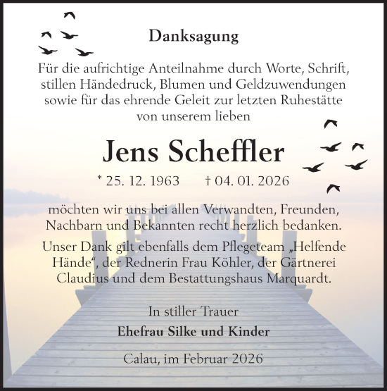 Traueranzeige von Jens Scheffler von Ausg. LR Spreewald RS