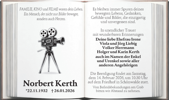 Traueranzeige von Norbert Kerth von Ausg. LR Spreewald RS