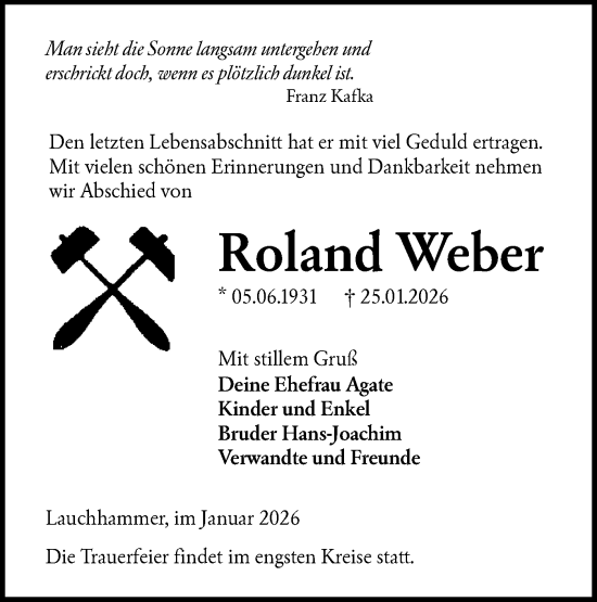 Traueranzeige von Roland Weber von Lausitzer Rundschau